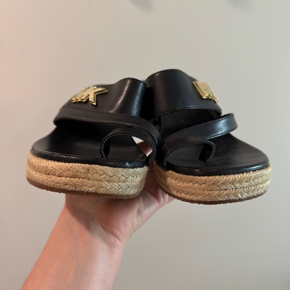 Michael Michael Kors Sidney Espadrille Wedge Slide Sandal in Black 7.5 - Picture 3 of 10